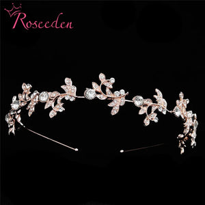 Rhinestone Flower Bridal Tiara High Rose Silver Wedding Hair Jewelry