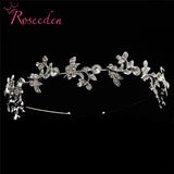 Rhinestone Flower Bridal Tiara High Rose Silver Wedding Hair Jewelry