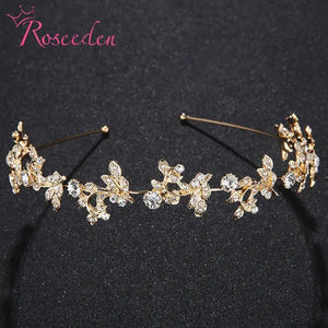 Rhinestone Flower Bridal Tiara High Rose Silver Wedding Hair Jewelry