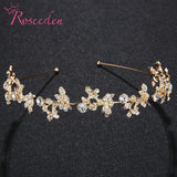 Rhinestone Flower Bridal Tiara High Rose Silver Wedding Hair Jewelry