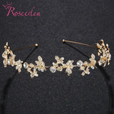 Rhinestone Flower Bridal Tiara High Rose Silver Wedding Hair Jewelry