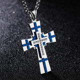 Crystal Stainless Steel Silver Cross Crucifix Pendant Necklace