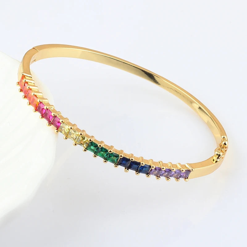 Rainbow Colorful Crystal Tennis Chain CZ Bracelet