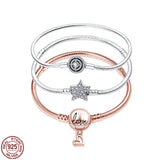 Sterling Silver Pentagram Bracelet with Snake Bone Chain