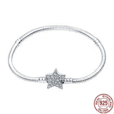 Sterling Silver Pentagram Bracelet with Snake Bone Chain