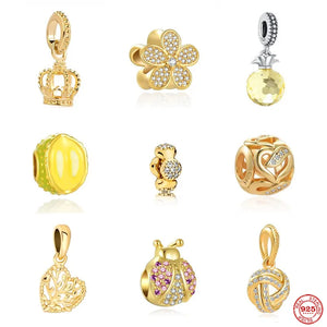 European Safety Chain Bead Crown Pendant Charms for Women