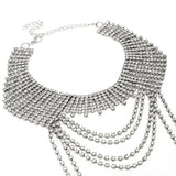Rhinestone Tassel Crystal Necklace for Parties