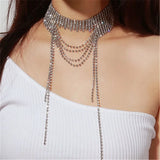 Rhinestone Tassel Crystal Necklace for Parties