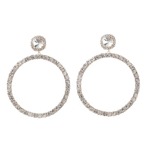 Rhinestone Hoop Earrings Pendant Earrings Wedding Jewelry
