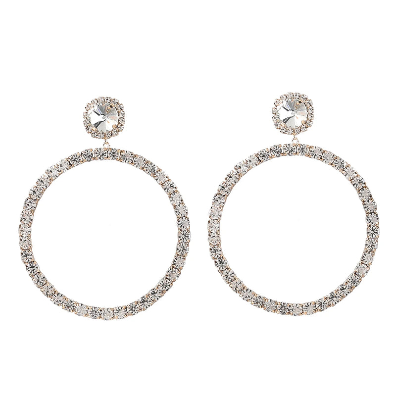 Rhinestone Hoop Earrings Pendant Earrings Wedding Jewelry