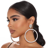 Rhinestone Hoop Earrings Pendant Earrings Wedding Jewelry