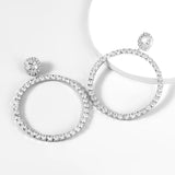 Rhinestone Hoop Earrings Pendant Earrings Wedding Jewelry