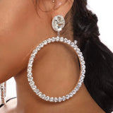 Rhinestone Hoop Earrings Pendant Earrings Wedding Jewelry