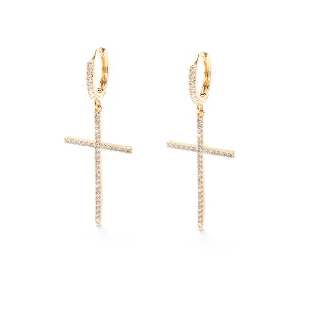 Zircon Cross Drop Earrings Evil Eye Pendant Earring