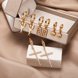 Zircon Cross Drop Earrings Evil Eye Pendant Earring