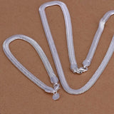925 Silver Necklace Bracelets Set 6MM Chain Wedding