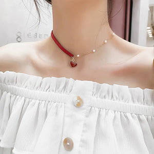 Heart Love Necklace Red Rope Women Wedding Jewelry