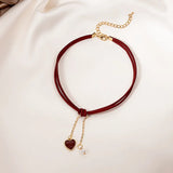 Heart Love Necklace Red Rope Women Wedding Jewelry
