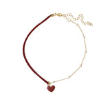 Heart Love Necklace Red Rope Women Wedding Jewelry