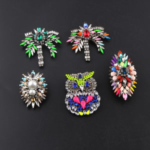 Shourouk Colorful Crystal Brooch Vintage Unique Women Jewelry