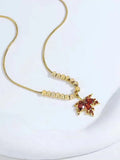 Crystal Red Maple Leaf Charm Pendant Necklace for Women