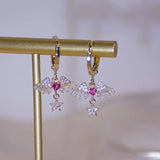 Heart Zircon Angel Wings Earrings Romantic Style Star Drop Earrings