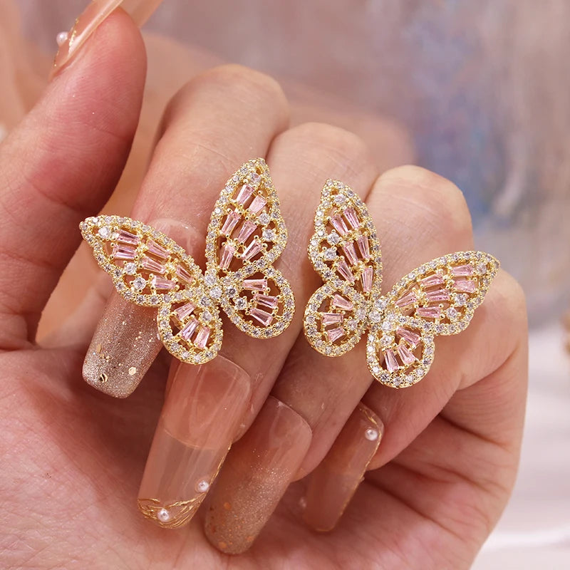 Zirconia Butterfly Stud Earrings Crystal Gift