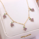 Crystal Cherry Choker Necklace Women Charm Pendant Jewelry