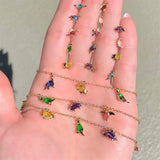 Multicolor Crystal Animal Charm Bracelet Zirconia Dinosaur Pendant