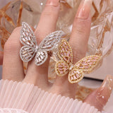 Butterfly Zirconia Engagement Rings for Women Adjustable Open Wedding Rings
