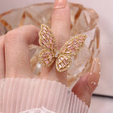 Butterfly Zirconia Engagement Rings for Women Adjustable Open Wedding Rings