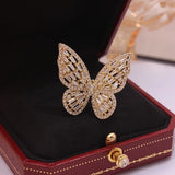 Butterfly Zirconia Engagement Rings for Women Adjustable Open Wedding Rings