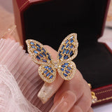 Butterfly Zirconia Engagement Rings for Women Adjustable Open Wedding Rings