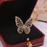 Butterfly Zirconia Engagement Rings for Women Adjustable Open Wedding Rings