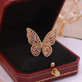 Butterfly Zirconia Engagement Rings for Women Adjustable Open Wedding Rings