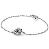 925 Silver Intertwined Pave Chain Bracelet European Bangle