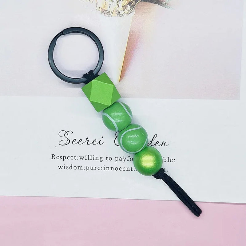 Custom Letter Silicone Bead Keychain for Men Women