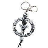 Cow Print Beaded Pendant Keychain for Women Girls Charm Lover