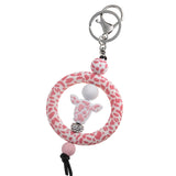 Cow Print Beaded Pendant Keychain for Women Girls Charm Lover