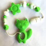 Silicone Fox Pacifier Clip - Teether Chew Toy for Baby