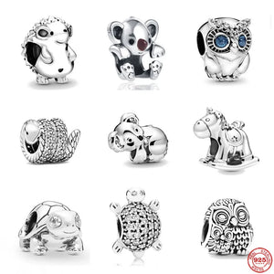 Silver 925 Koala Turtle Snake Bead Dangle Charm Pendant for Bracelet