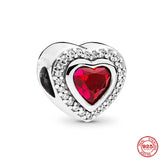 925 Silver Pink Tortoise Red Heart Charm Bead Bracelet DIY Jewelry