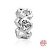 925 Silver Pink Tortoise Red Heart Charm Bead Bracelet DIY Jewelry