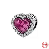 925 Silver Pink Tortoise Red Heart Charm Bead Bracelet DIY Jewelry