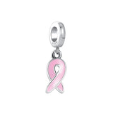 Silver Pink Infinite Ribbon Cake Dangle Charm Bead for Bracelets