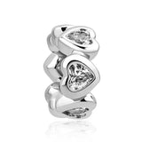 925 Silver Sparkling Heart Charm Bead for Bracelet DIY Jewelry