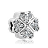 925 Silver Sparkling Heart Charm Bead for Bracelet DIY Jewelry