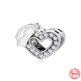 Silver 925 Stethoscope Pendant Nurse Cap Charm Bead for Bracelet DIY Jewelry