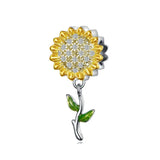 925 Silver Tortoise Sunflower Dangle Charm Bead for Bracelet Pendant