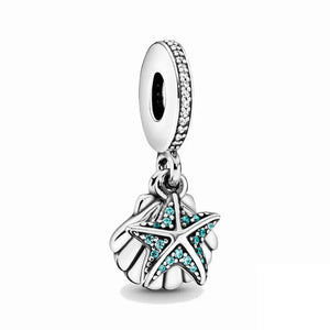 925 Silver Tortoise Sunflower Dangle Charm Bead for Bracelet Pendant